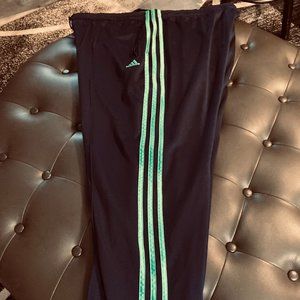Adidas Navy Blue Pants w/ Aqua Green Stripes XL